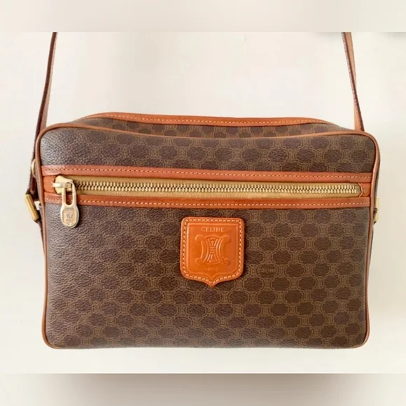 Clean Authentic Vintage Celine Brown Leather Macadam Crossbody - Picture 1 of 11